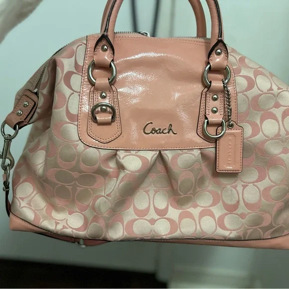 COACH ASHLEY PEONY PINK SIGNATURE CARRYALL HANDBAG SHOULDER BAG PURSE - Picture 3 of 16